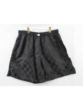 NWOT YALE Black Athletic Shorts Shiny Check Large Soccer Glanz Nylon USA